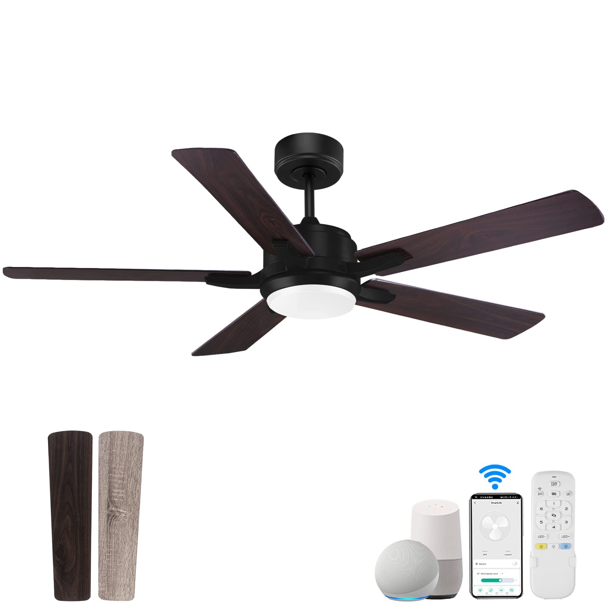 52” Smart Ceiling Fan With Lights Remote Control,Quiet Dc Motor,Outdoor ... intended for Google Home integration for contemporary outdoor ceiling fan designs