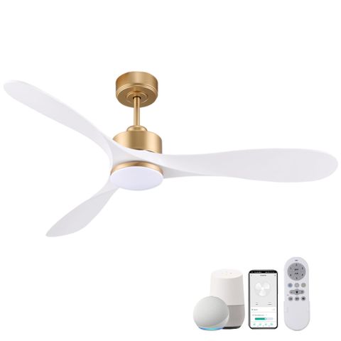 52” Smart Gold White Ceiling Fans With Lights Remote, Quiet Dc Motor ... with regard to The practical benefits of integrating voice control with outdoor lighting