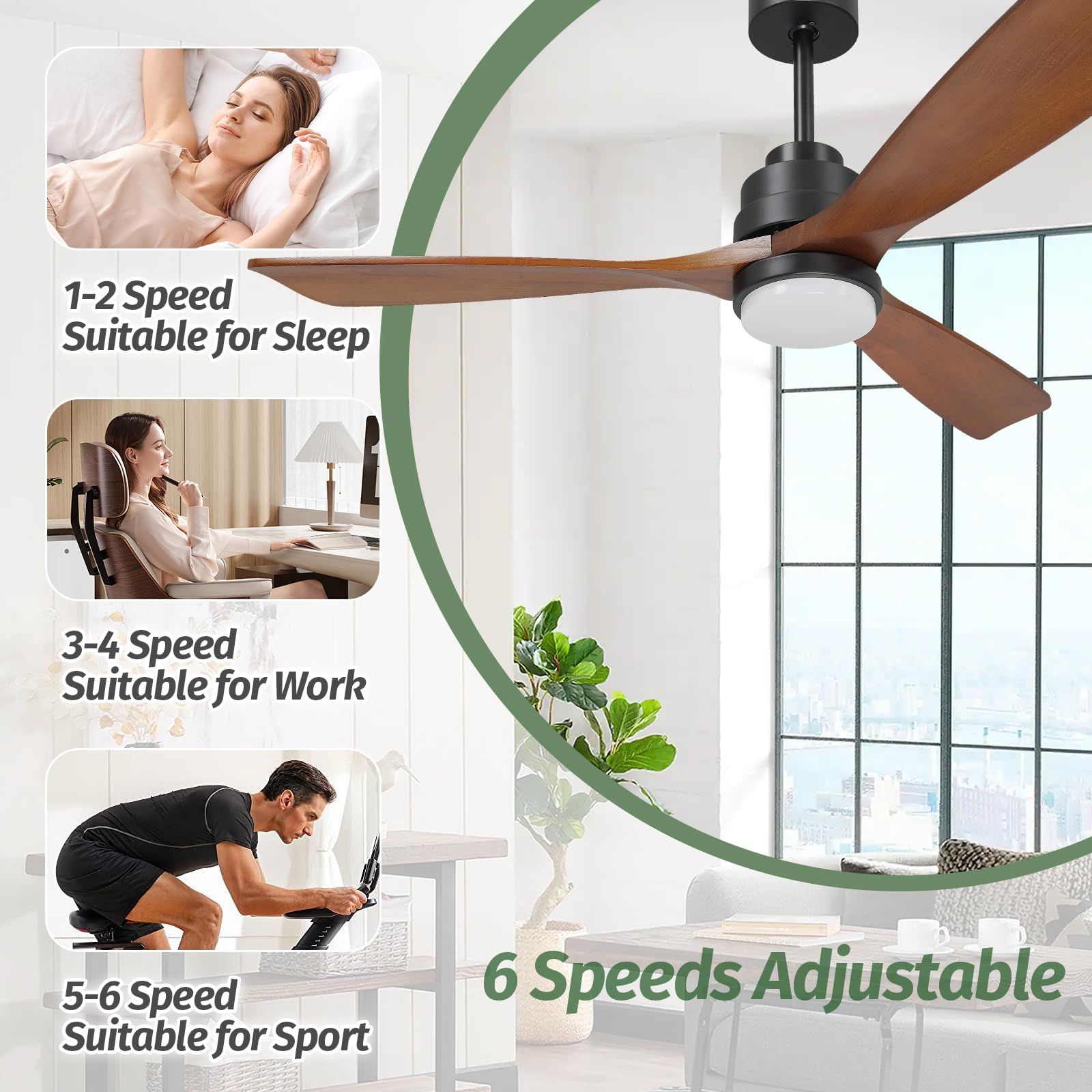 52&quot; Wood Ceiling Fans With Lights And Remote, Dc Motor And 3 Color Led ... with regard to Modern Outdoor Ceiling Fan With 3 Speed Setting