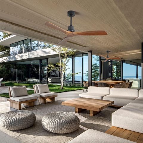 52Inch Outdoor Farmhouse Ceiling Fan With Remote | Farmhouse Ceiling ... with Ceiling Fan For Outdoor Dining Area