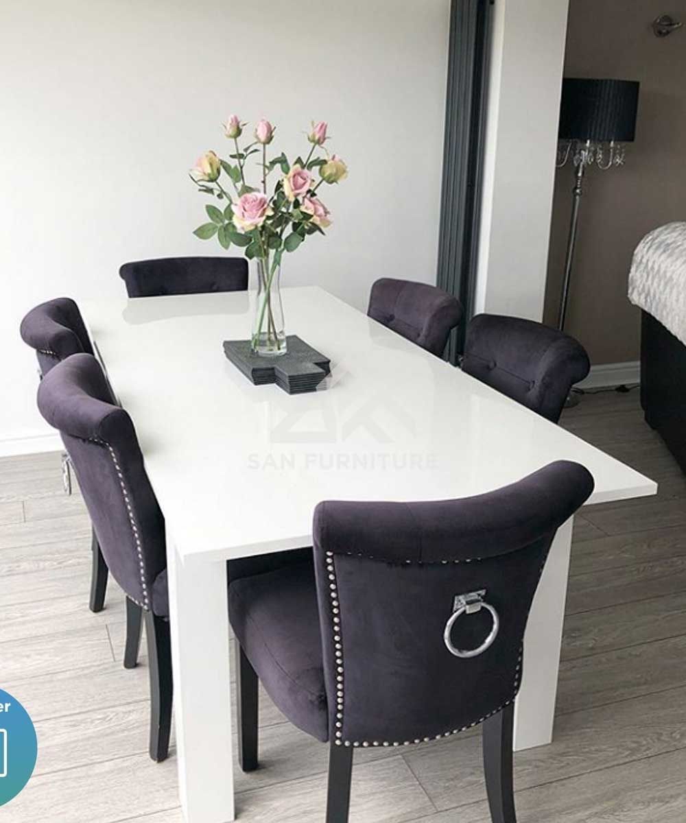 6-Seats White Gloss Dining Table Sanfurniture.ae in Modern White Gloss Dining Table