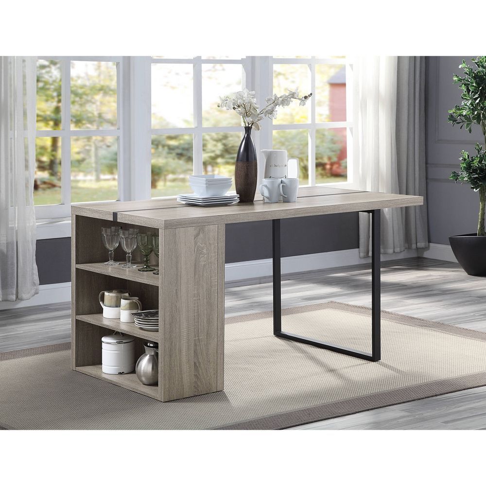 60&quot; Patwin Dining Table Gray Oak/Black Finish – Acme Furniture ... throughout Acme Harald Dining Table, Gray Oak