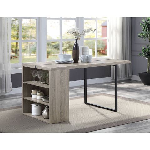 60" Patwin Dining Table Gray Oak/Black Finish – Acme Furniture ... throughout Acme Harald Dining Table, Gray Oak