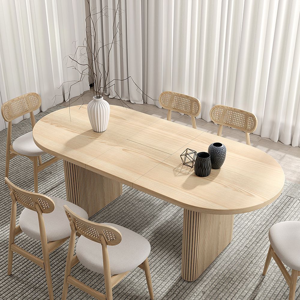 63 79 Oval Extendable Dining Table With Butterfly Leaf 8 Seater Natural ... inside Extendable Dining Table For 8 Seater