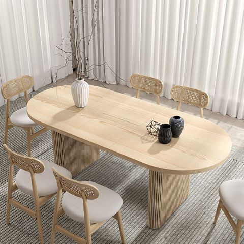 63 79 Oval Extendable Dining Table With Butterfly Leaf 8 Seater Natural ... inside Extendable Dining Table For 8 Seater