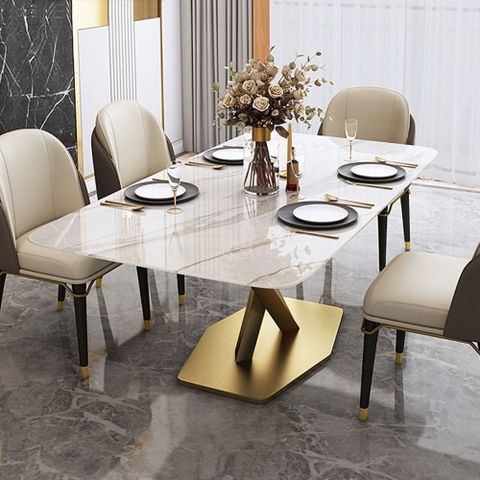 63" Modern Marble Dining Table With Stainless Steel X-Base | Dining ... intended for Contemporary Marble Dining Table Design