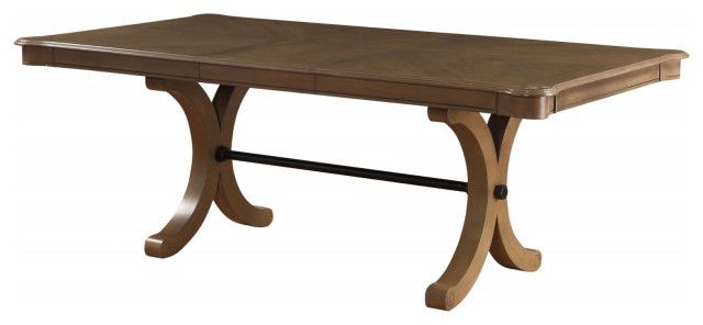 64&quot; Brown Solid Wood Removable Leaf Dining Table - Traditional - Dining ... inside 64&quot; Brown Solid Wood Removable Leaf Dining Table