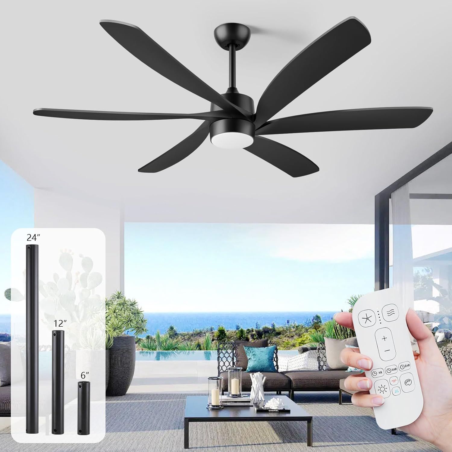 Choosing the right quiet motor for your modern black outdoor ceiling fan installation