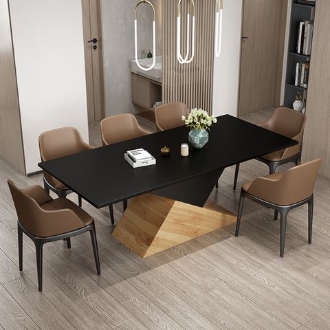 6~8 Seater Black Rectangular Dining Table Solid Wood Dinner Table ... with Rectangular Dining Table For Family Of 8