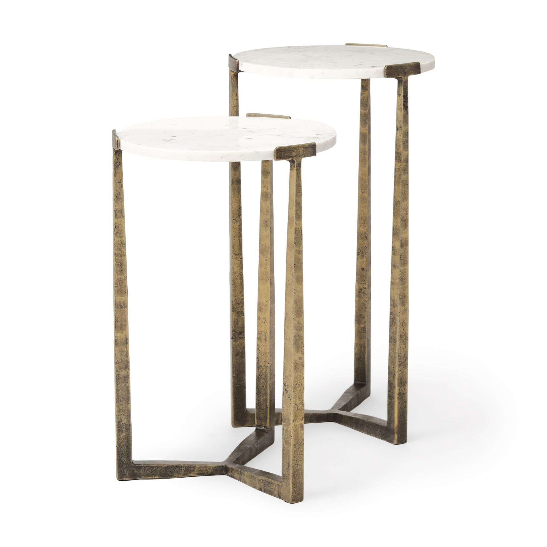 69730 - Atticus Marble And Antiqued Gold Metal Nesting Accent Tables ... regarding Modern Nesting Side Tables With Magnetic Tray Tops And Minimal Metal Frame, White/Gold