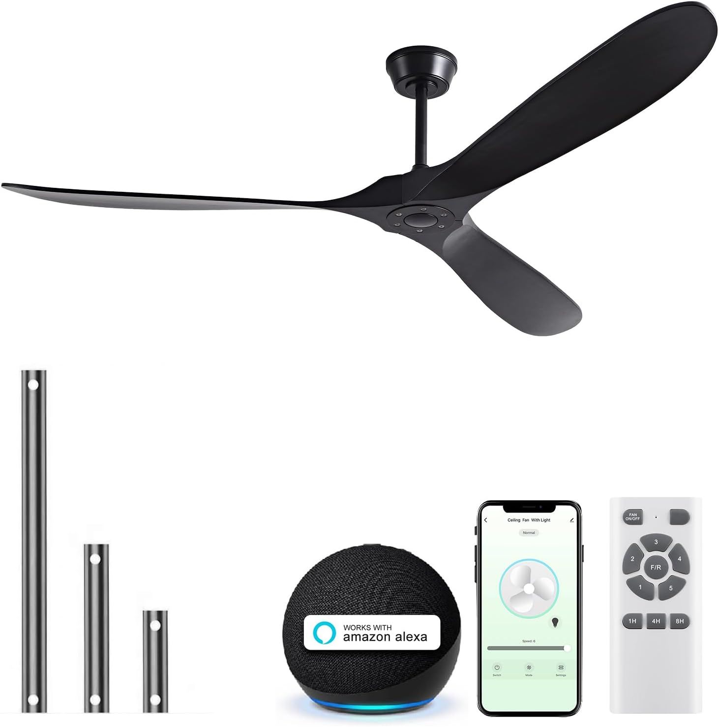 70 Inch Wood Ceiling Fan, Alexa/App/Remote Control, Smart Modern ... for Modern Smart Outdoor Ceiling Fan Alexa Compatible