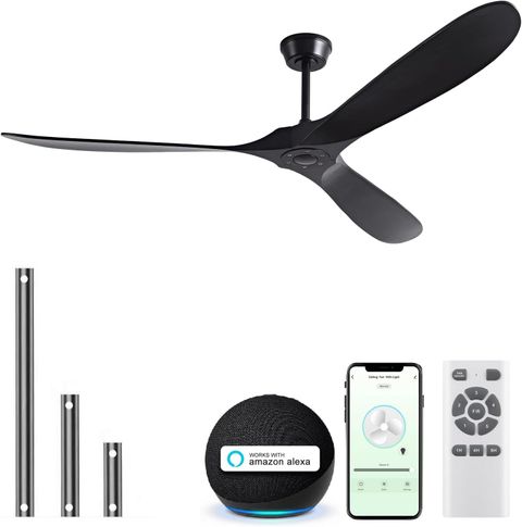 70 Inch Wood Ceiling Fan, Alexa/App/Remote Control, Smart Modern ... for Modern Smart Outdoor Ceiling Fan Alexa Compatible