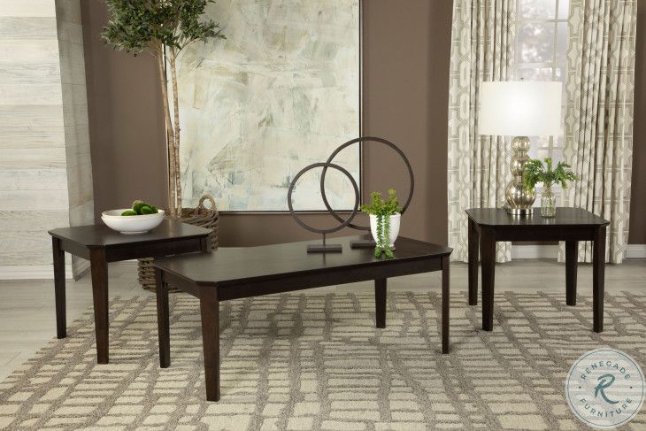 736184 Dark Brown 3 Piece Occasional Table Set From Coaster | Coleman ... intended for 3 Piece Occasional Table Set, Dark Merlot