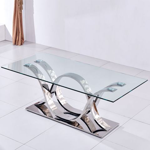 79" Contemporary Rectangle Tempered Glass Top Dining Table-Homary regarding Modern Dining Table With Tempered Glass Top