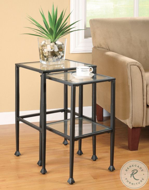 901073 Black Metal Large Nesting Table Set From Coaster (901073 ... pertaining to A Closer Look at the Chic and Practical Bowery Hill Nesting Tables