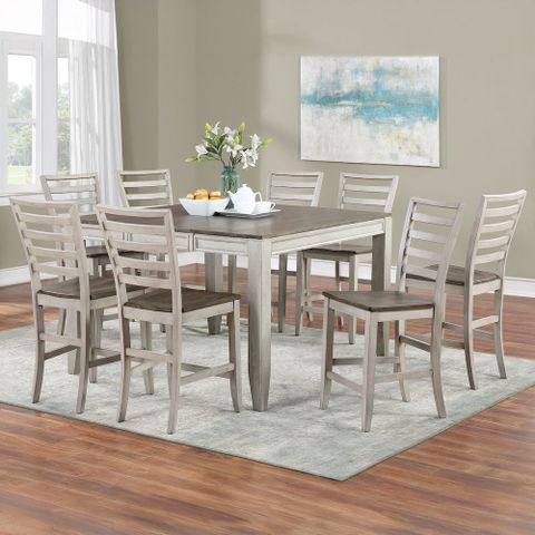 Abacus 9-Piece Counter Dining Set With Rectangular Expandable Table In ... pertaining to A Deep Dive into the Design of the Abacus Two-tone Smokey Alabaster and Brown Drop-leaf Counter Table