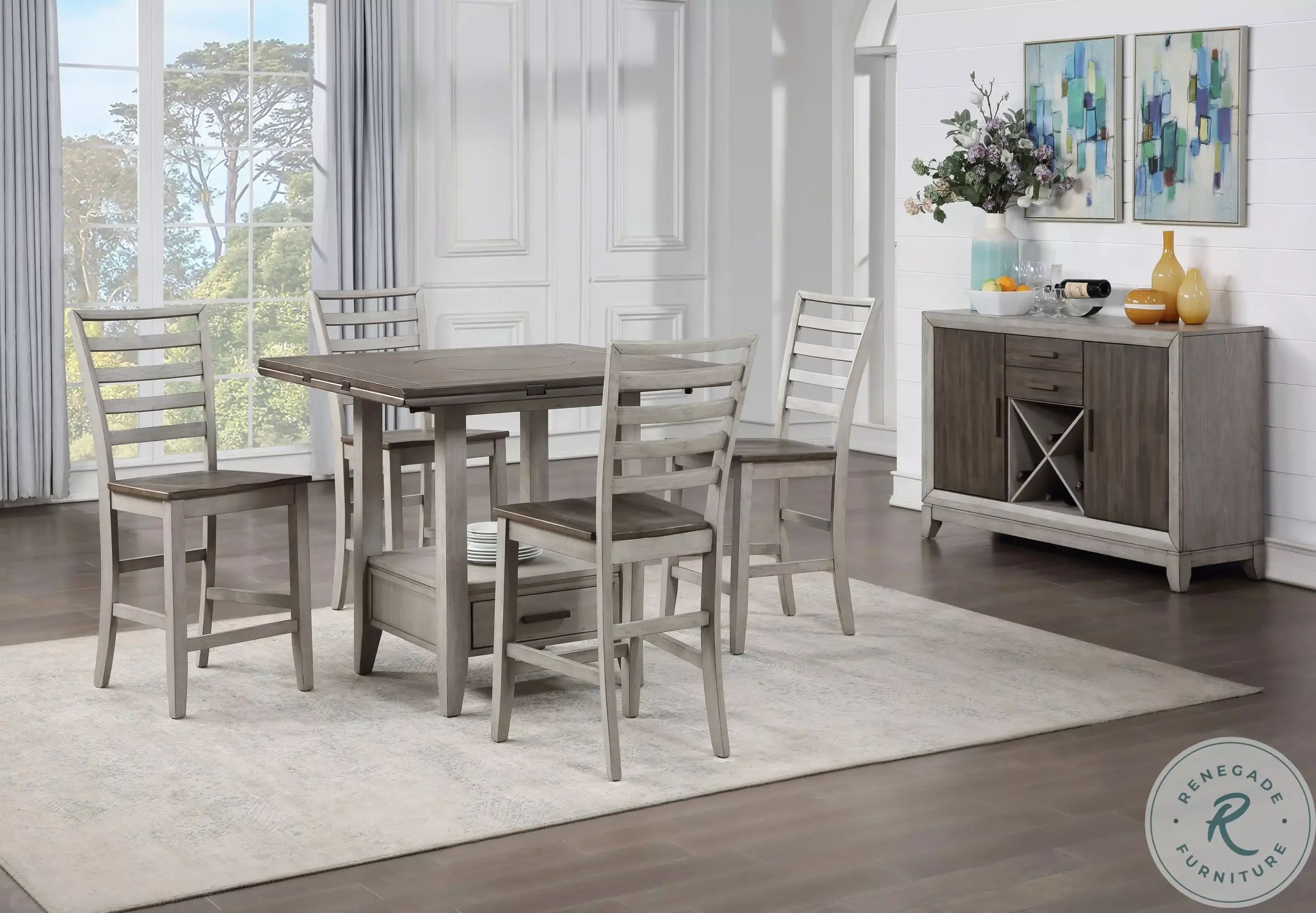 Abacus Two Tone Smoky Alabaster And Smoky Honey Drop Leaf Counter ... with regard to A Deep Dive into the Design of the Abacus Two-tone Smokey Alabaster and Brown Drop-leaf Counter Table