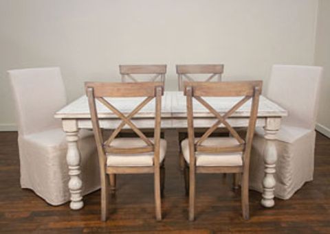 Aberdeen Weathered Worn White Rectangle Extension Dinning Table W/4 X ... regarding Riverside Aberdeen Wood Dining Table In Weathered Worn White