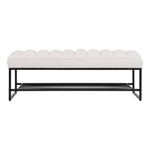 Accreate Modern Tufted Bench With Metal Shelf Sherpa Upholstered ... inside A Deep Dive into the Materials Used in Thornaby Upholstered Benches