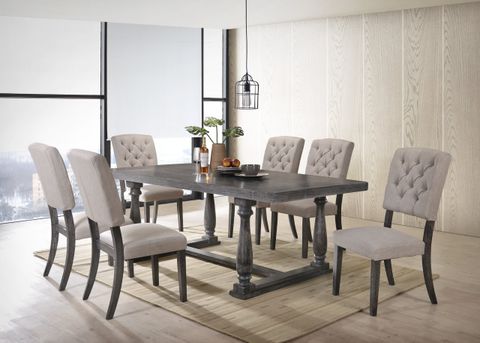 Acme Bernard Dining Table In Weathered Gray Oak Indoor - Walmart.com within Understanding the Craftsmanship of the ACME Harald Dining Table Gray Oak