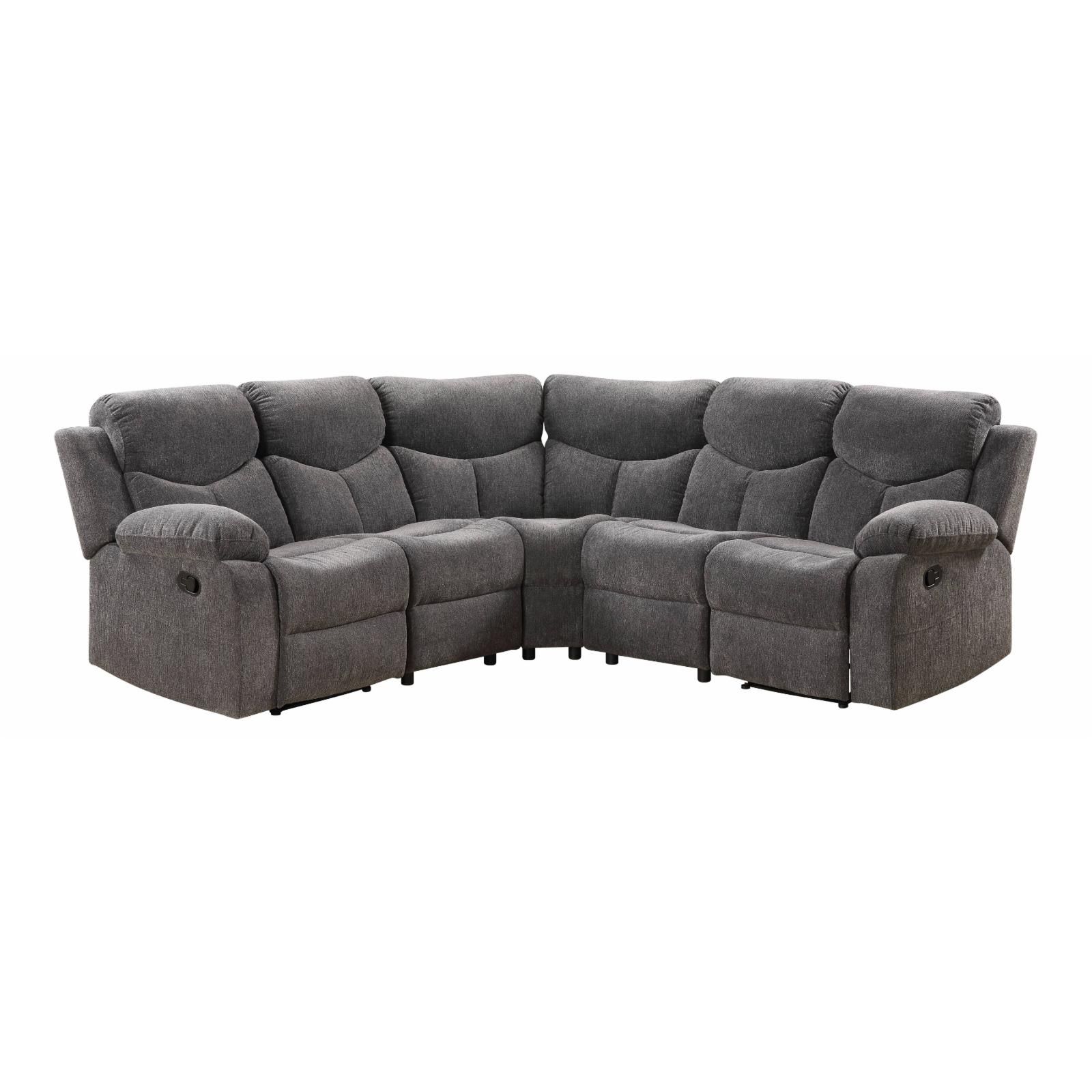 Acme Furniture Kalen Chenille Sectional Sofa - Walmart.com intended for Comfortable Chenille Sectional With Reconfigurable Seats &amp; Plush Foam Cushions, Black Gray