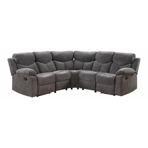 Acme Furniture Kalen Chenille Sectional Sofa - Walmart.com intended for Comfortable Chenille Sectional With Reconfigurable Seats & Plush Foam Cushions, Black Gray