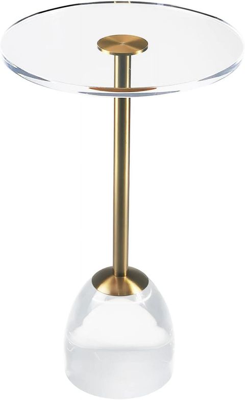 Acrylic End Table, Acrylic Side Table,Clear Round Side Table With Brass-Colored Metal Support ... inside Unpacking the ENJ61038/ENJ61039 Acrylic End Table Set Your Guide to Style and Function
