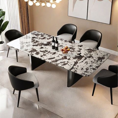 Allnicedt Modern Simple Light Luxury Marble Dining Table Set | Wayfair for Marble Dining Table Selection Guide for Architects and Facility Managers