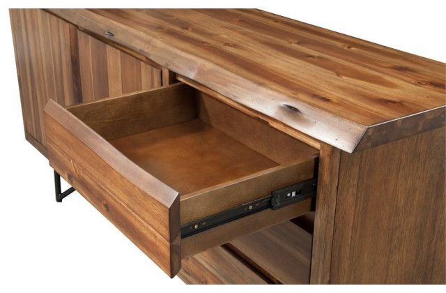 Alpine Furniture Live Edge Wood Dining Server In Light Walnut (Brown ... within Alpine Furniture Live Edge Solid Wood Dining Table In Light Walnut (Brown)
