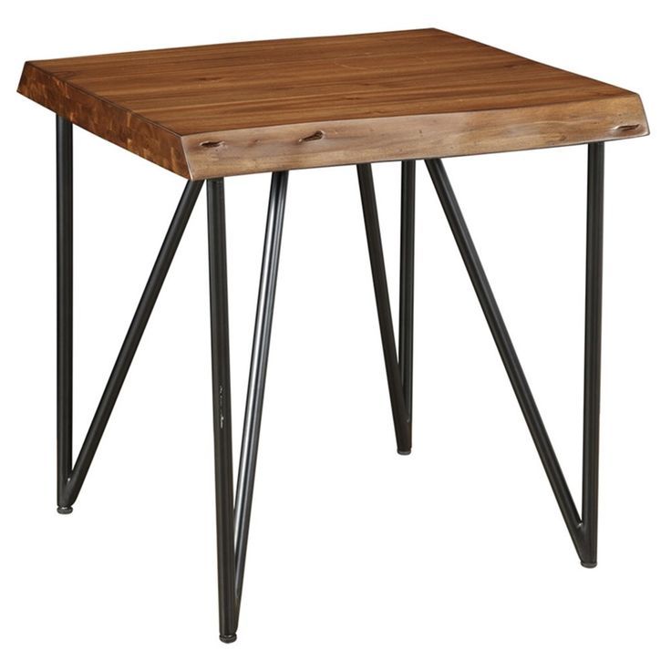 Alpine Furniture Live Edge Wood End-Lamp Table In Light Walnut (Brown) within The Enduring Charm of Alpine Furniture's Live Edge Walnut Dining Tables