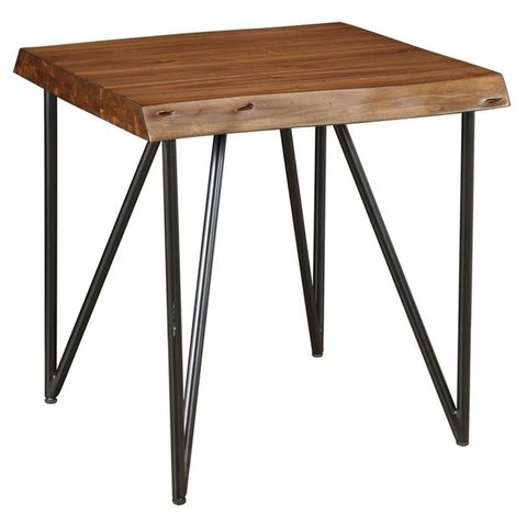 Alpine Furniture Live Edge Wood End-Lamp Table In Light Walnut (Brown) within The Enduring Charm of Alpine Furniture's Live Edge Walnut Dining Tables