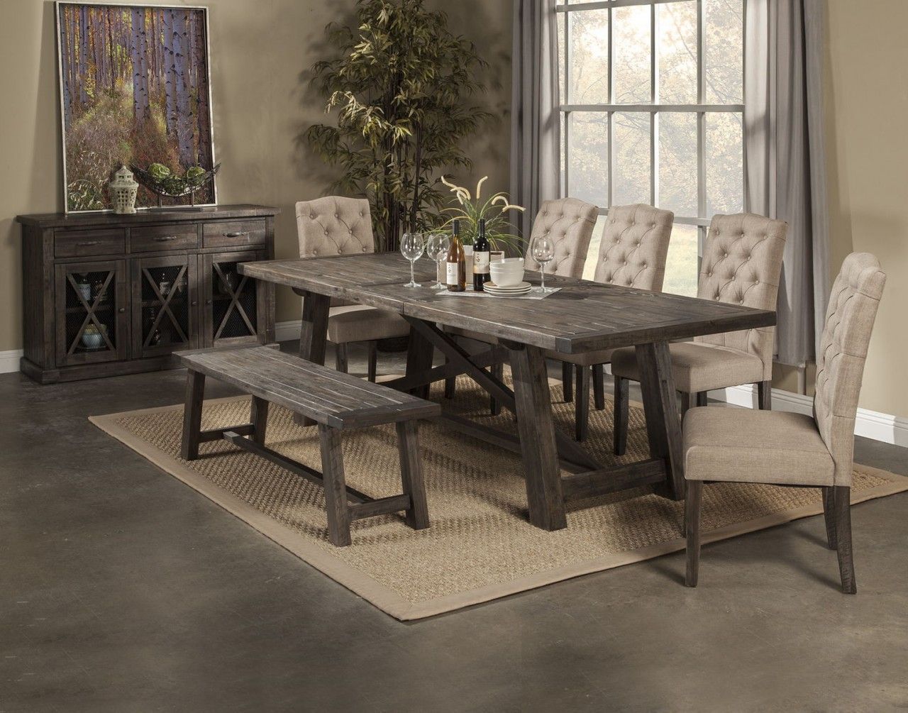 Alpine Furniture Newberry Extension Dining Table In Salvaged Grey 1468 ... with regard to Alpine Furniture Newberry Wood Round Dining Table In Salvaged Gray