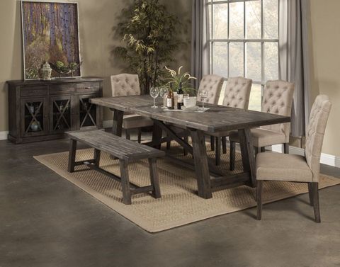 Alpine Furniture Newberry Extension Dining Table In Salvaged Grey 1468 ... with regard to Alpine Furniture Newberry Wood Round Dining Table In Salvaged Gray