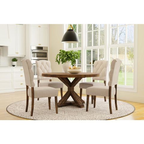 Alpine Furniture Newberry Round Dining Table In Medium Brown - Walmart.com pertaining to Discover the Enduring Charm of the Alpine Furniture Newberry Round Dining Table