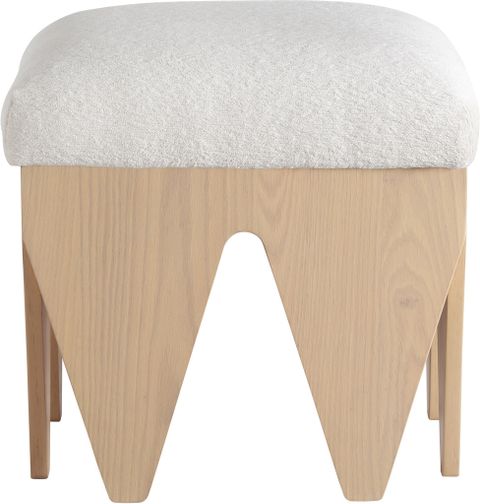 Altair Velour Fur Fabric Bench In Natural And Cream By Meridian ... in Sonia Upholstered Bench, Cream, Velour Fur Fabric, Natural Finish