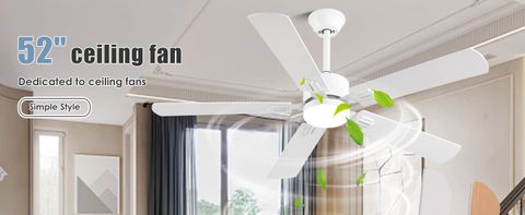 Amazon.com: 52 Inch Modern White Ceiling Fans With Lights Remote/App ... intended for Modern White Ceiling Fan For Outdoor Terrace