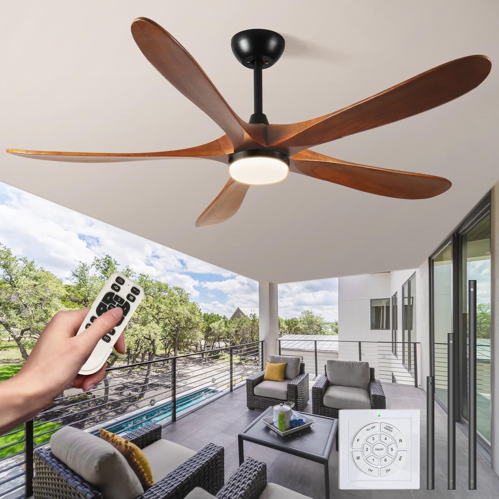 Amazon.com: 62-Inch Large Outdoor Ceiling Fan With Remote Control And ... inside Choosing the Right Large Outdoor Ceiling Fan for Your Backyard Space