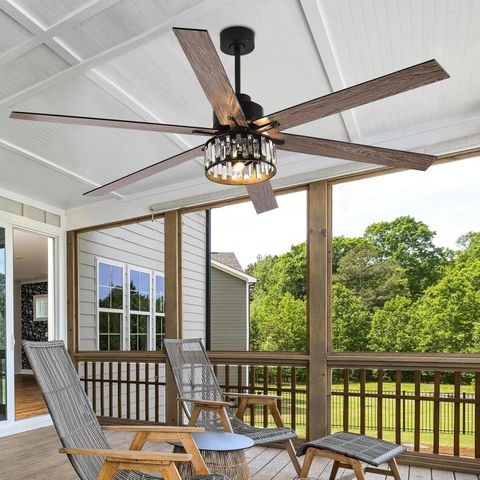 Amazon.com: 72 Inch Black Ceiling Fan With Lights And Remote, Modern Dc ... throughout Large Outdoor Ceiling Fan For Backyard