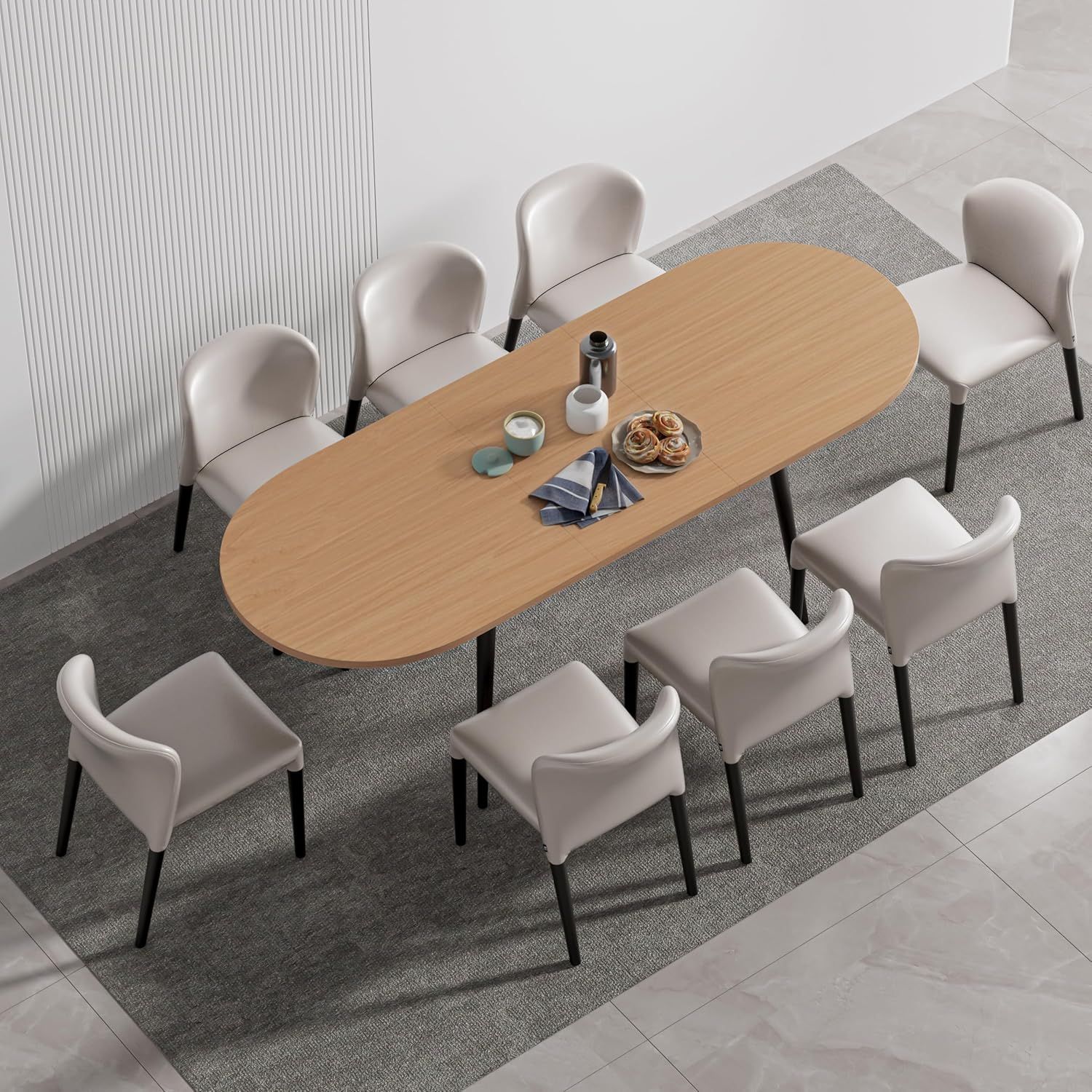 Amazon.com - 75&amp;Quot; X 32&amp;Quot; Expandable Dining Table - A Oval Wooden Table Top With Metal Legs, Space ... with Choosing the Right Oval Table An Expert Look at 83&quot; MDF Tops and Steel Bases