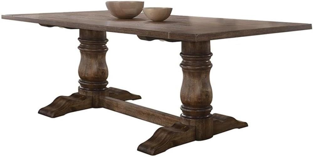 Amazon.com - Acme Leventis Trestle Dining Table In Weathered Oak - Tables intended for Acme Leventis Dining Table, Weathered Oak