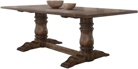 Amazon.com - Acme Leventis Trestle Dining Table In Weathered Oak - Tables intended for Acme Leventis Dining Table, Weathered Oak