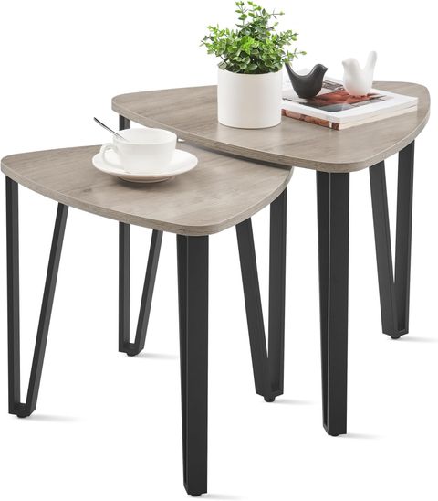Amazon.com: Babion Nesting Tables Set Of 2, Round Nesting Coffee Table ... within Styling Inspiration With Bowery Hill Contemporary Nesting Tables