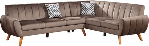 Amazon.com: Benjara Lynn 2 Piece L Shaped Sectional Sofa, Vertical Tufting, Velvet, Taupe Brown ... regarding Benzara Bm286362 L Shaped Sectional Sofa, Vertical Tufting, Velvet, Taupe Brown