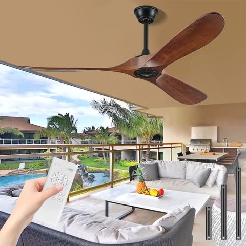 Amazon.com: Boosant 52" Ceiling Fans Without Lights, Solid Wood Ceiling ... within Outdoor Ceiling Fan With Airflow Control System