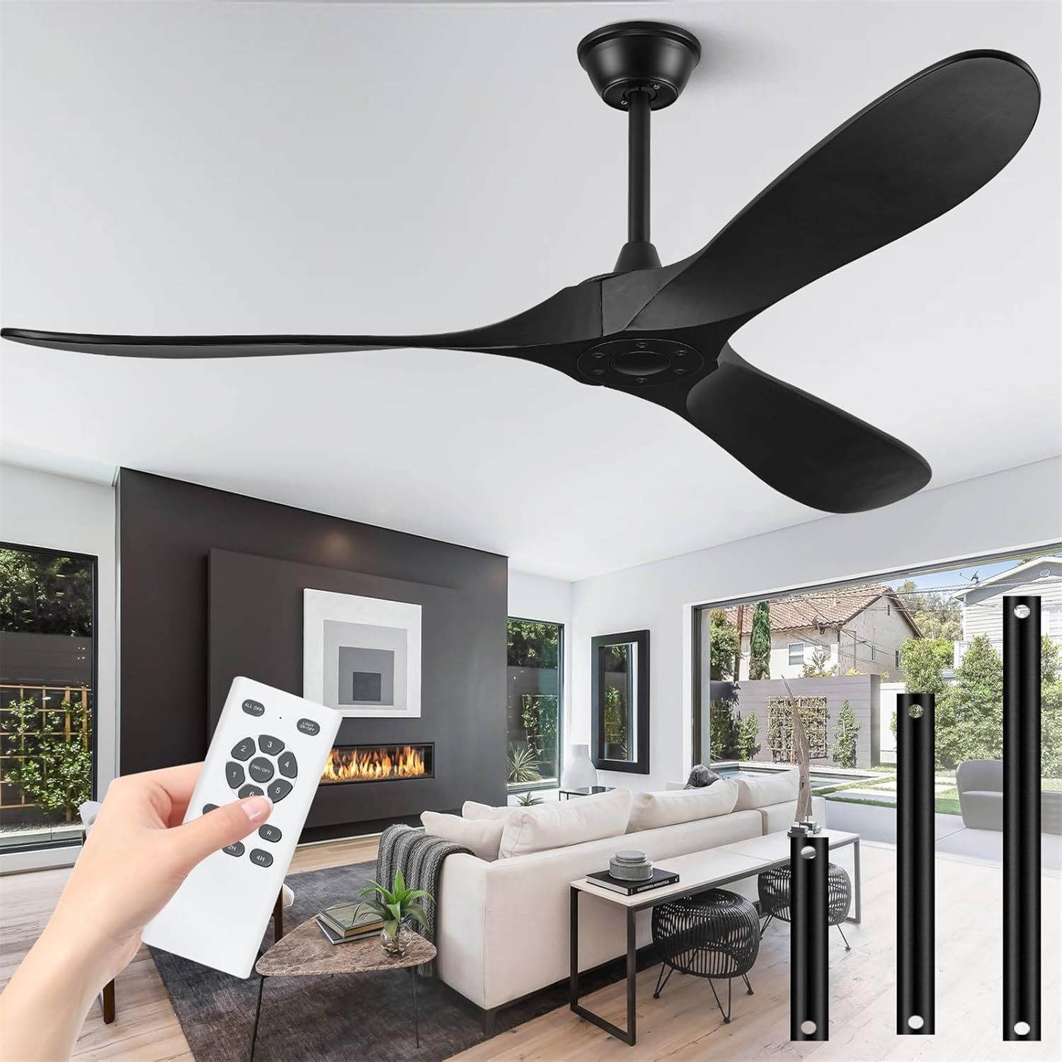 Amazon.com: Boosant 60&quot; Ceiling Fans Without Light, Solid Wood Ceiling ... inside The art of selecting two tone blade outdoor ceiling fans