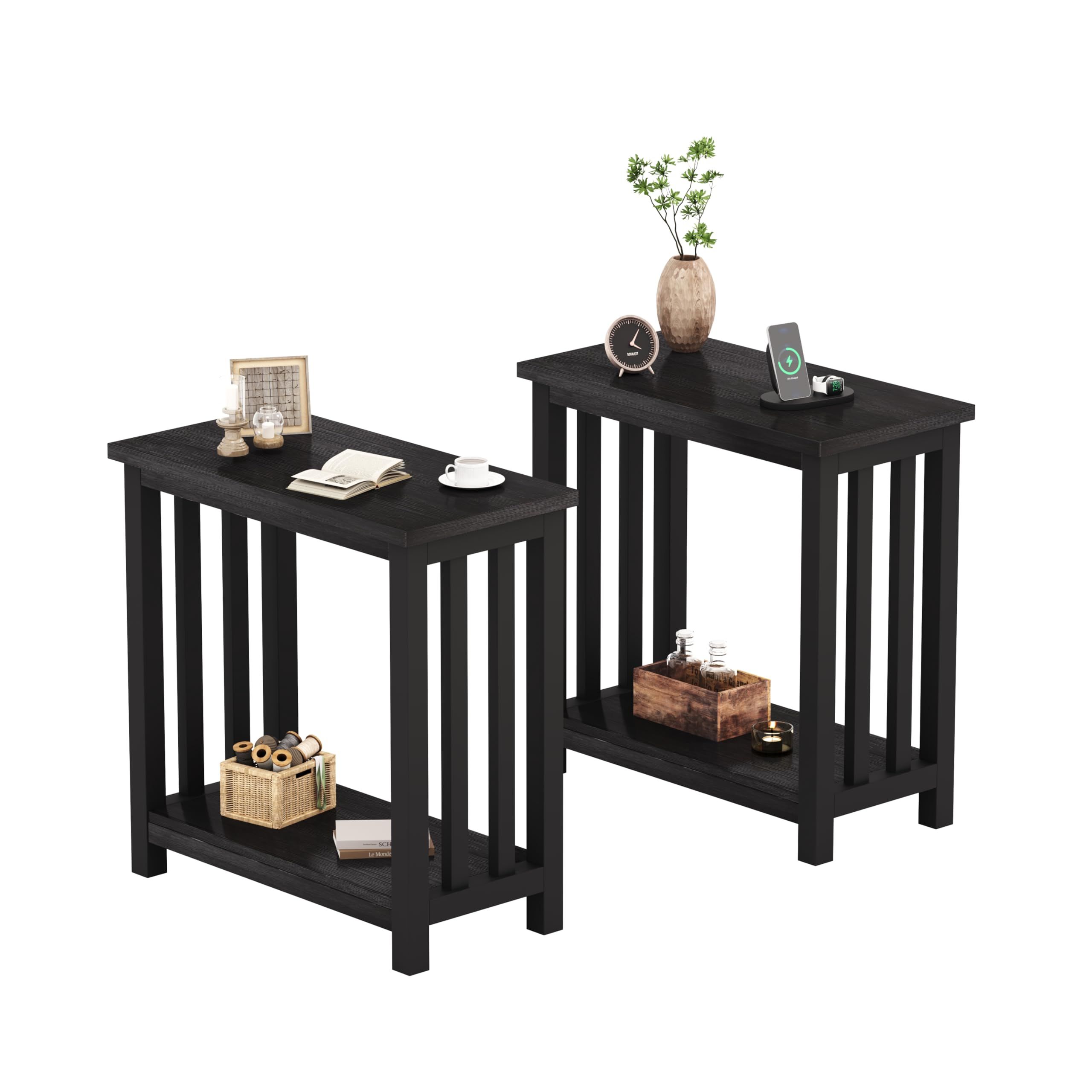 Amazon.com: Choochoo Mission End Tables Set Of 2, Narrow Side Tables ... for Ziva End Tables, Set Of 2, Black
