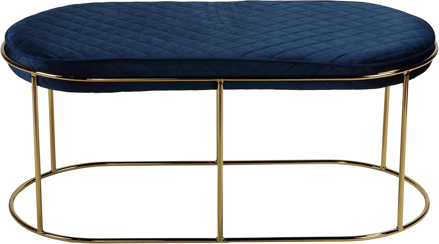 Amazon.com: Cortesi Home Ludlow Bench Ottoman In Blue Velvet And ... regarding Cortesi Home Ludlow Bench Ottoman In Pink Velvet And Brushed Silver