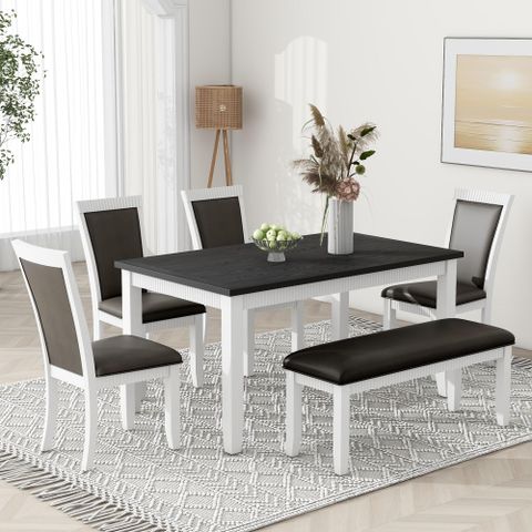 Amazon.com - Dining Table Set For 6 With Bench 6 Piece Rustic Solid ... intended for Understanding proportions in contemporary dining furniture