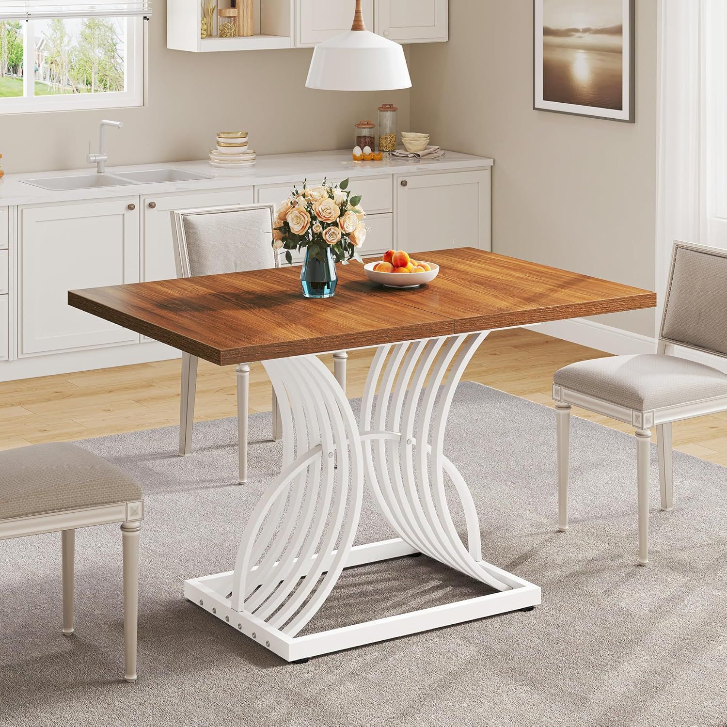 Amazon.com - Dwvo Modern Dining Table For 4 People 47 Inch Rectangular ... pertaining to Compact Rectangular Dining Table For Urban Homes