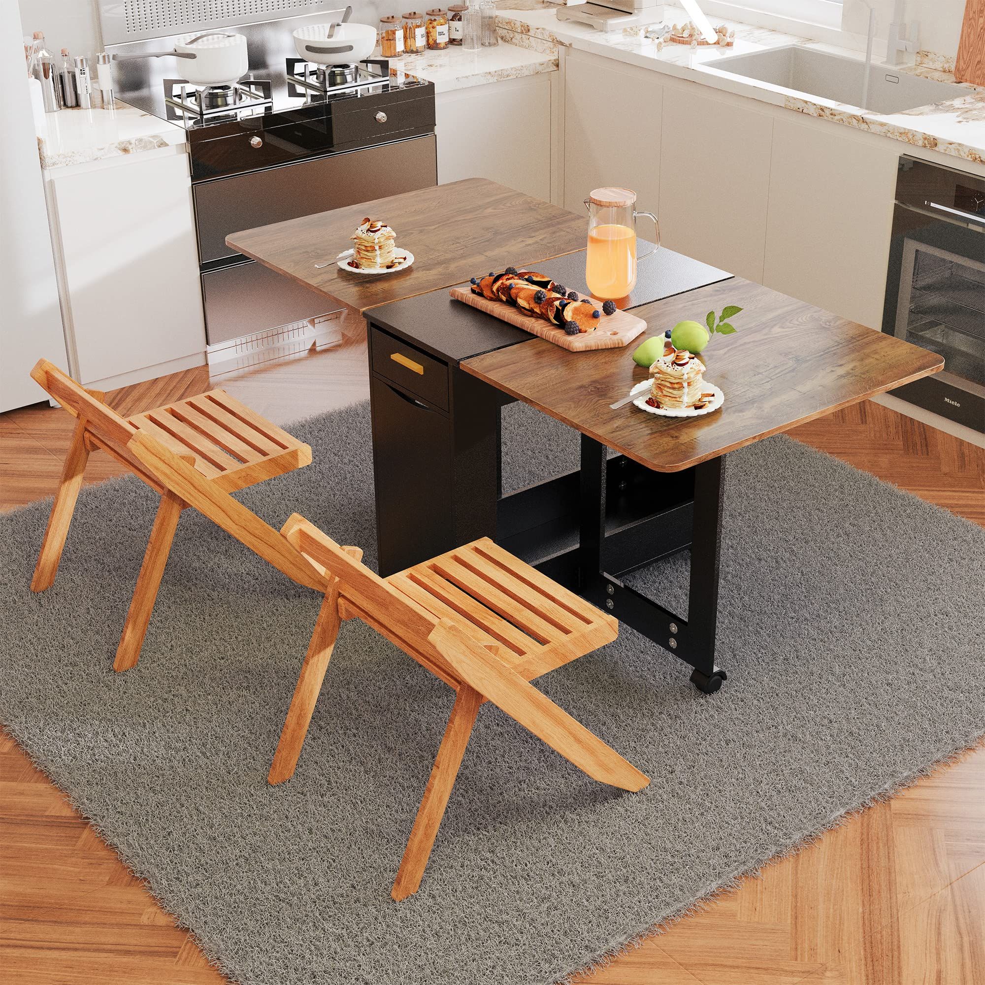 Amazon.com - Folding Dining Table With 2 Chairs, Drop Leaf Dining Table ... regarding Creating functional dining areas in tiny studios with foldable furniture solutions